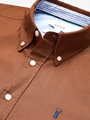 Brown Regular Fit Long Sleeve Oxford Shirt - Image 8 of 10