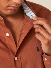 Rust Brown Slim Fit Long Sleeve Oxford Shirt - Image 4 of 8