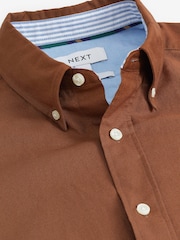 Rust Brown Slim Fit Long Sleeve Oxford Shirt - Image 7 of 8