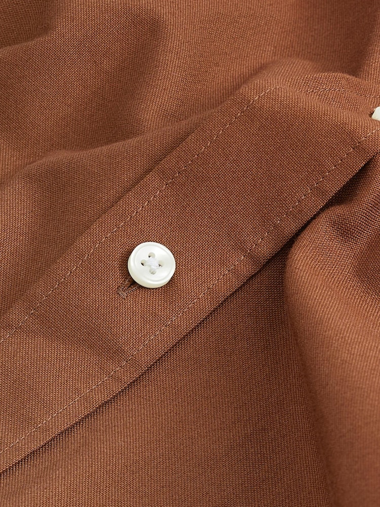 Rust Brown Slim Fit Long Sleeve Oxford Shirt - Image 8 of 8