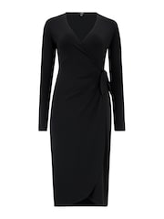 Pour Moi Black Bryony Slinky Jersey Bodycon Midi Dress - Image 4 of 5