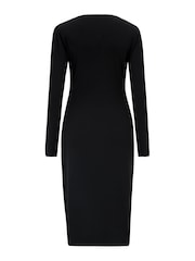 Pour Moi Black Bryony Slinky Jersey Bodycon Midi Dress - Image 5 of 5