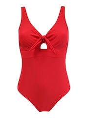 Pour Moi Red Underwired Bow Front Control Swimsuit - Image 4 of 5