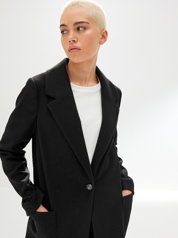 Black Smart Mid- Length Coatigan - Image 3 of 6
