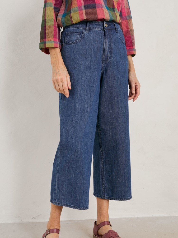 Seasalt Cornwall Blue Barnes Crop Mid Wash Trousers - Image 1 of 5