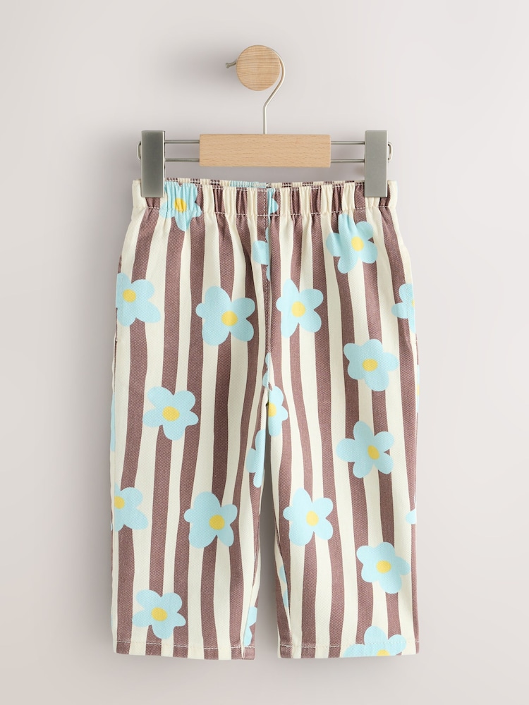 Rayures fleuries marron - Jean imprimé (3mois -7an) - Image 1 sur 4