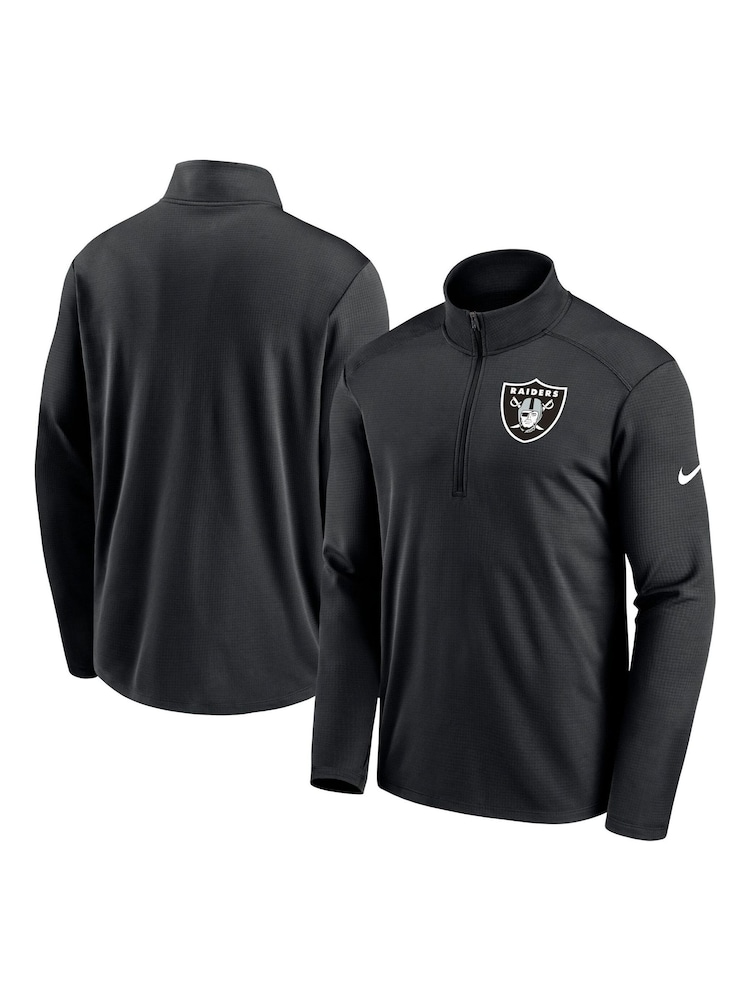 Nike Black NFL Fanatics Las Vegas Raiders Logo Pacer Quarter Zip Hoodie - Image 3 of 3