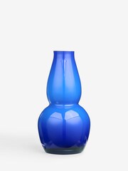 Jasper Conran London Blue Sculptural Glass Vase - Image 1 of 4