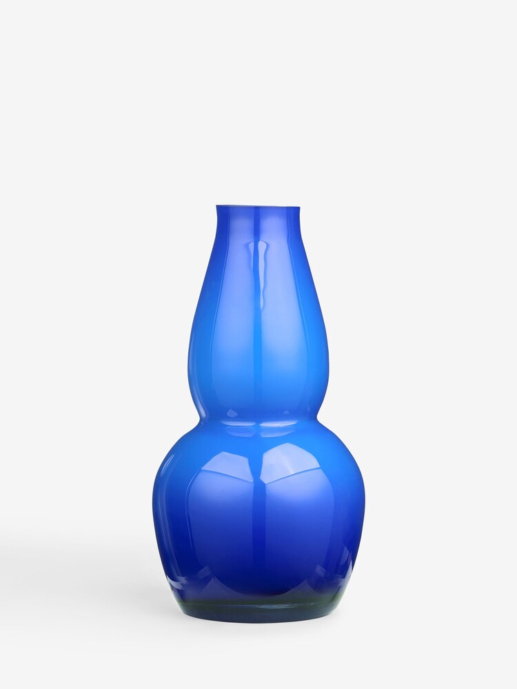 Jasper Conran London Blue Sculptural Glass Vase - Image 1 of 4