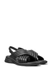 Camper Spiro Women's Black Leather Low Wedge Sandals - Image 2 of 5