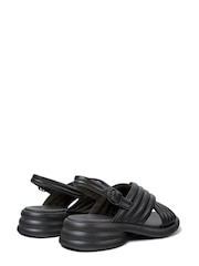 Camper Spiro Women's Black Leather Low Wedge Sandals - Image 3 of 5