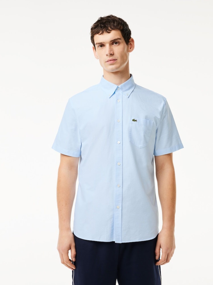 Sky - Lacoste Short Sleeve Oxford 100% Cotton Shirt - Изображение 1 из 4