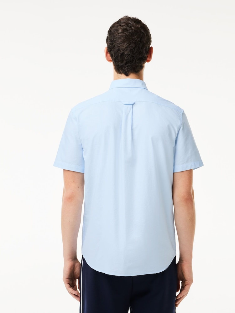 Sky - Lacoste Short Sleeve Oxford 100% Cotton Shirt - Изображение 2 из 4