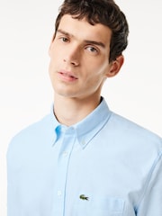 Sky - Lacoste Short Sleeve Oxford 100% Cotton Shirt - Изображение 3 из 4