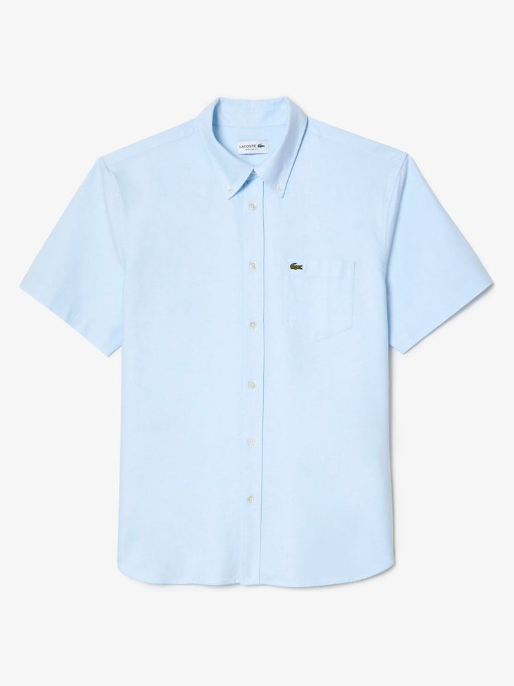 Sky - Lacoste Short Sleeve Oxford 100% Cotton Shirt - Изображение 4 из 4