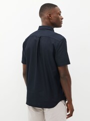 Темно-синий - Lacoste Short Sleeve Oxford 100% Cotton Shirt - Изображение 2 из 4