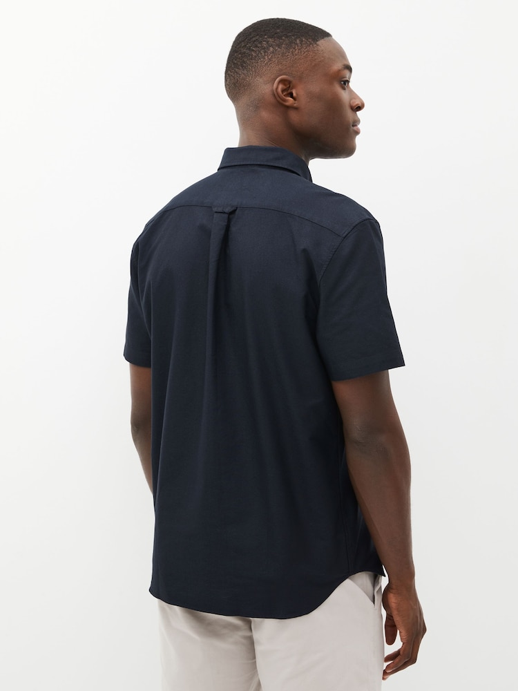 Темно-синий - Lacoste Short Sleeve Oxford 100% Cotton Shirt - Изображение 2 из 4