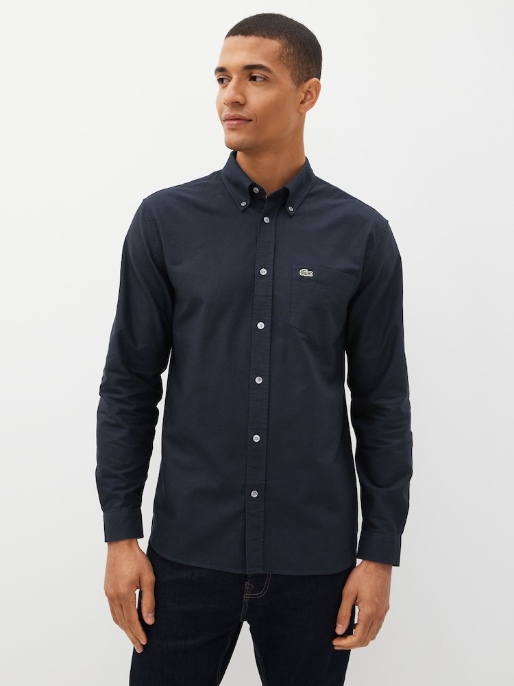Темно-синий - Lacoste 100% Хлопковый оксфорд рубашки - Image 1 of 5