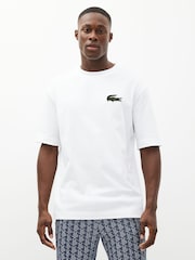 Lacoste Large Cotton Croc Effect Logo Heavy 100% Cotton T-Shirt - Image 1 of 5
