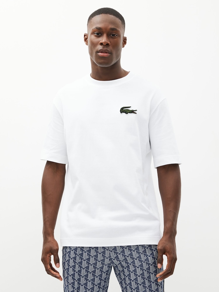 Lacoste Large Cotton Croc Effect Logo Heavy 100% Cotton T-Shirt - Image 1 of 5