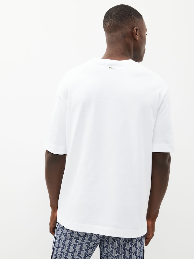 Lacoste Large Cotton Croc Effect Logo Heavy 100% Cotton T-Shirt - Image 2 of 5