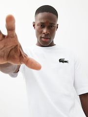 Lacoste Large Cotton Croc Effect Logo Heavy 100% Cotton T-Shirt - Image 3 of 5