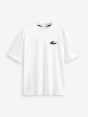 Lacoste Large Cotton Croc Effect Logo Heavy 100% Cotton T-Shirt - Image 5 of 5