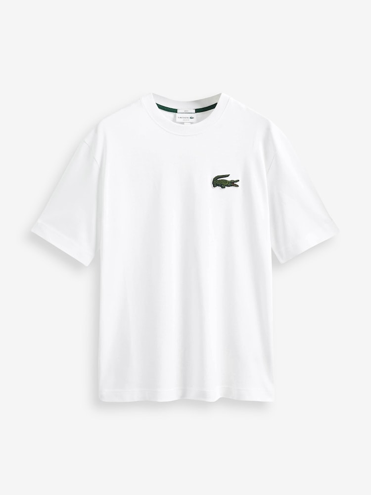 Lacoste Large Cotton Croc Effect Logo Heavy 100% Cotton T-Shirt - Image 5 of 5