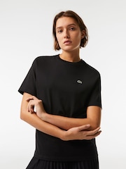 Lacoste Womens Premium Cotton Black T-Shirt - Image 1 of 8