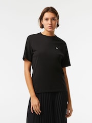 Lacoste Womens Premium Cotton Black T-Shirt - Image 3 of 8