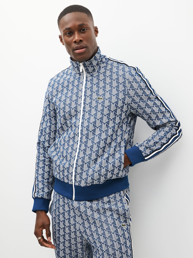 Lacoste Jacquard Monogram Zip Through Sweatshirt - Image 1 of 6