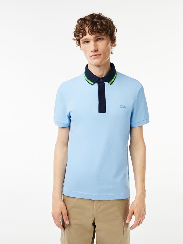 أزرق فاتح - قميص بولو كحلي بحافة متباينة من تشكيلة Paris من Lacoste - صورة 1 من 4