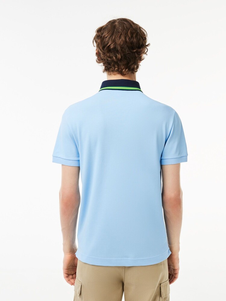أزرق فاتح - قميص بولو كحلي بحافة متباينة من تشكيلة Paris من Lacoste - صورة 2 من 4