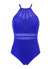 Pour Moi Blue Beach Bound High Neck Swimsuit - Image 6 of 7