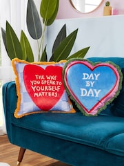 Eleanor Bowmer Purple Motivational Heart Cushion - Image 1 of 4