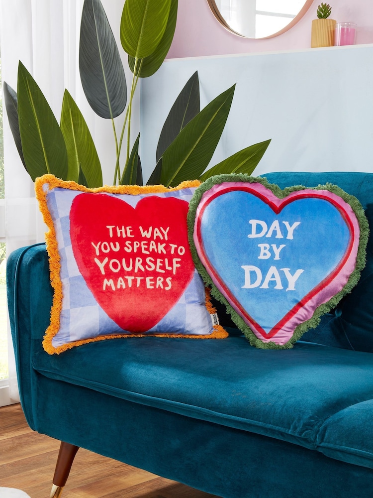 Eleanor Bowmer Purple Motivational Heart Cushion - Image 1 of 4