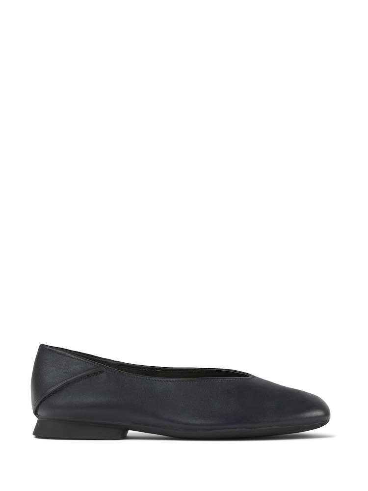 Casi Myra Black Leather Women's Ballerina Flats - Image 1 of 5