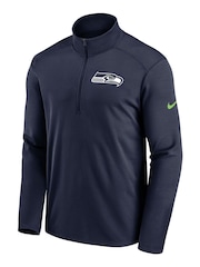 Nike Blue NFL Fanatics Seattle Seahawks Logo Pacer Half Zip Hoodie - Image 2 of 3