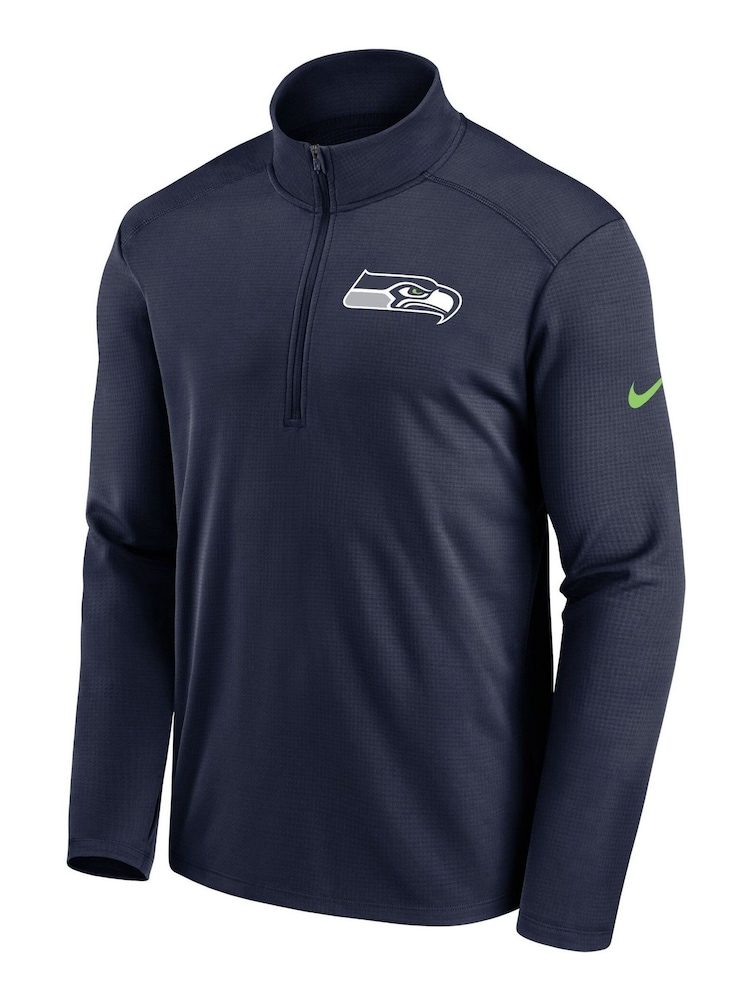 Nike Blue NFL Fanatics Seattle Seahawks Logo Pacer Half Zip Hoodie - Image 2 of 3 Nike Blue NFL Fanatics Seattle Seahawks Logo Pacer Half Zip Hoodie - Image 2 of 3