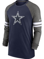 Nike Blue NFL Fanatics Dallas Cowboys Dri-FIT Cotton Long Sleeve Raglan T-Shirt - Image 1 of 3