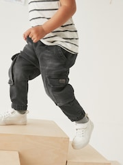 Black Denim Comfort Cargo Jeans (3mths-7yrs) - Image 2 of 4
