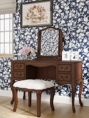 Laura Ashley Walnut Montpellier Dressing Table & Stool Set - Image 1 of 4