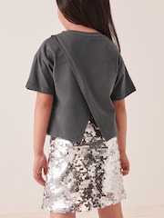Charcoal Grey Sequin Soul T-Shirt (3-16yrs) - Image 3 of 7