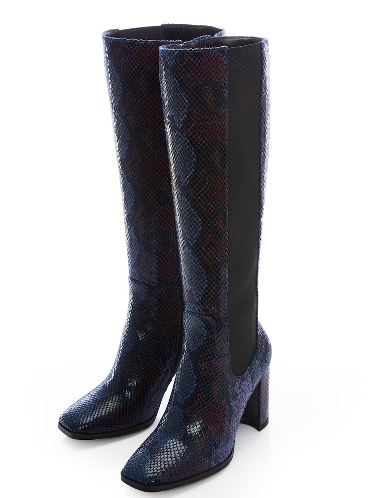 Moda In Pelle Sammantha Knee High Boots With Elastic Panel And Block Heel - Image 4 of 4