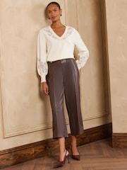 Love & Roses Ivory Lace Detail V-Neck Knitted Jumper - Image 3 of 6