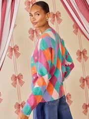 Love & Roses X Kate Fox Multicoloured Diamond Detail Crew Neck Cosy Knitted Jumper - Image 5 of 5