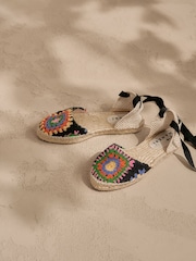 Manebi Natural Lace-Up Crochet Yucatán Espadrilles - Image 2 of 3