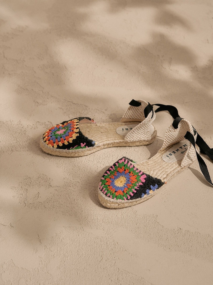 Manebi Natural Lace-Up Crochet Yucatán Espadrilles - Image 2 of 3