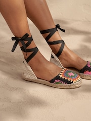 Manebi Natural Lace-Up Crochet Yucatán Espadrilles - Image 3 of 3