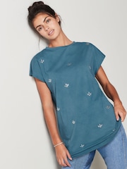 Blue Short Sleeve Gem Diamanté T-Shirt - Image 1 of 6